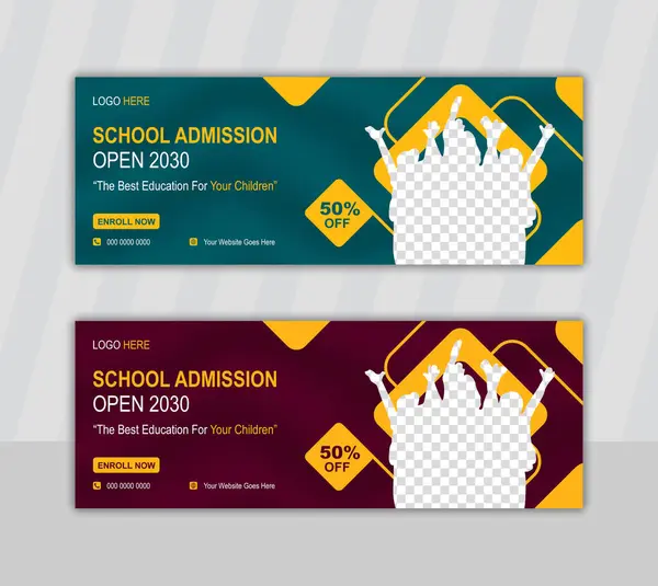 Düzenlenebilir Vektör Okulu Kabul Facebook Eğitim Tanıtımı Şablonu
