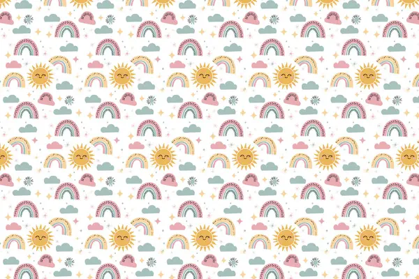 Şirin Yaz Gökkuşağı ve Bulutlu ve Yıldızlı Güneşsiz Kalıp