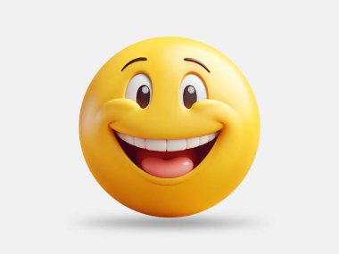 Beyaz Arkaplanda Gülümseyen Emoji