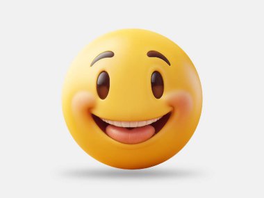 Beyaz arkaplanda 3D gülücük emojisi