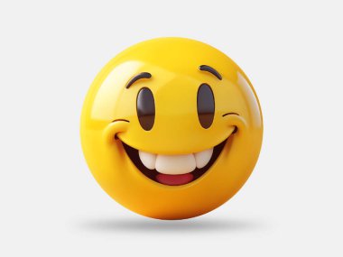 Beyaz arkaplanda 3D gülücük emojisi