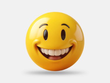Beyaz arkaplanda 3D gülücük emojisi