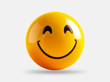Beyaz arkaplanda 3D gülücük emojisi