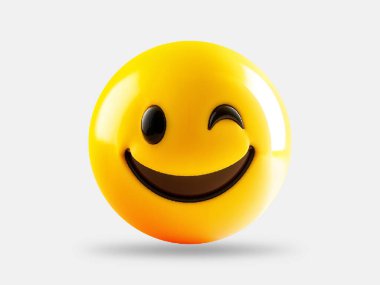 Beyaz arkaplanda 3D gülücük emojisi