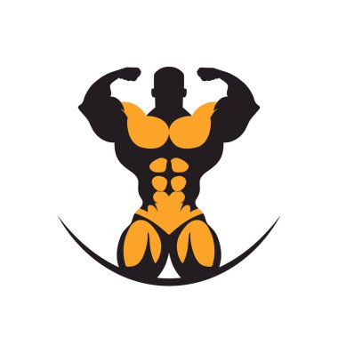 Vücut Geliştirici Siluet Çizimi. Ağırlıklı Kas Sporu Spor Salonu Simgesi