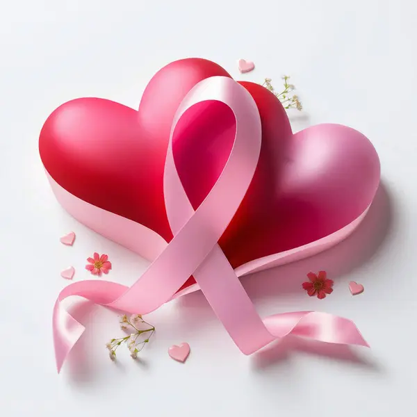 Göğüs Kanseri Farkındalığı ve Desteği İçin Kalp Sembollü Pembe Kurdele