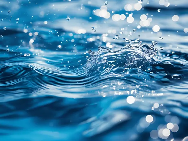 Kristal berrak Okyanus Suyu Güneş Işığı Altında Damlacıklarla Sıçrıyor