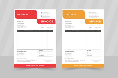 Düzenlenebilir Vektör İş Faturası Şablonu Tasarımı. Profesyonel Yazdırma Düzeni