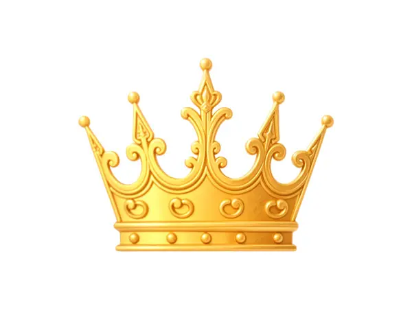 Altın Taç Simgesi Beyaz Arkaplanda tecrit edildi. Kraliyet ve Lüks Sembol