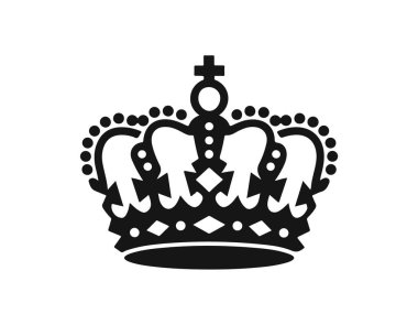 İzole edilmiş Siluet Crown Simge Vektörü Beyaz Arkaplanda
