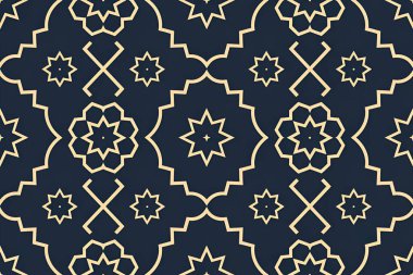 Altın Çizgili Karanlık İslami Geometrik Desen Arkaplanı