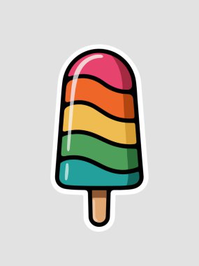 Renkli Dondurma Çıkartma Çizimi. Yaz Dondurması Çizimi