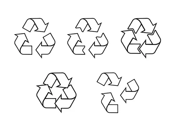 Beyaz arkaplanda Özet Geri Dönüşüm Simgesi Çizimi. Vektör Oku Sembol Koleksiyonu