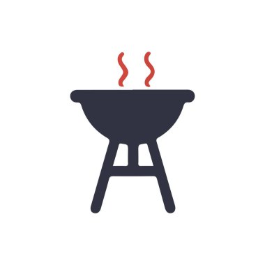Gaz Fırını Simgesi Çizimi. Aşçılık ve Barbekü Kavramları Minimalist Vektör Izgarası İllüstrasyonu