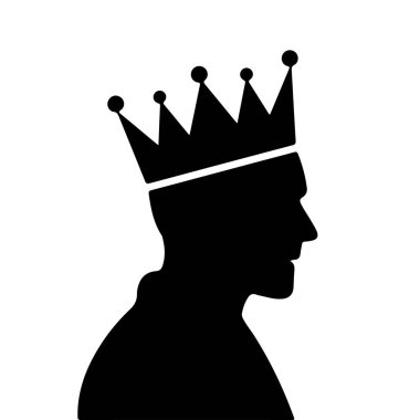 Siyah ve Beyaz Biçimli Kraliyet Vektör İllüstrasyonlu Siluet Kralı