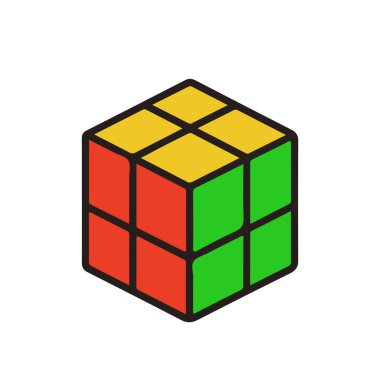 İzole edilmiş Renkli 2x2 Rubik Küp Bulmacası Beyaz Arkaplanda Görüntü