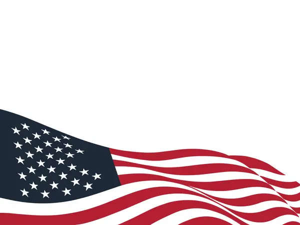 Amerikan Bayrağı İllüstrasyonu 'nu sallıyor. Beyaz Arkaplanda Yıldızlar ve Çizgilerle ABD Ulusal Bayrağının Modern Vektör Tasarımı