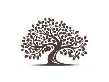 Siluet Yeşeren Ağaç Logo Vektörü Kökler ve Yapraklarla. Doğa Büyüme Sembolü Çevre ve Sağlık Markası