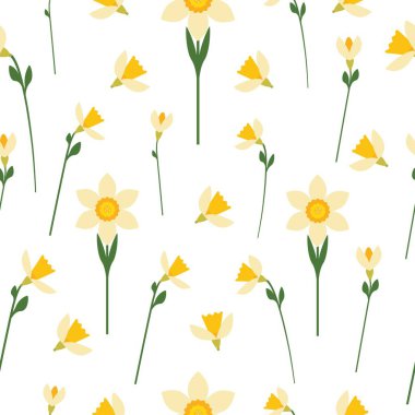 Bahar Şablonu Narcissus. Vektör grafikleri