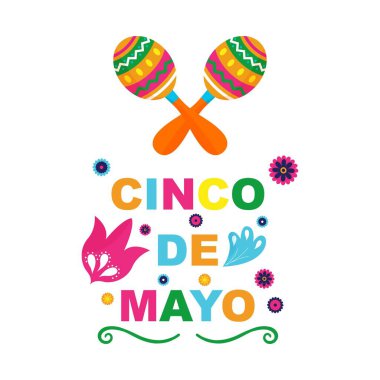 Maracas kartı koleksiyonu. Cinco de Mayo için geleneksel Meksika müzik aletlerinin renkli çizimleri. Vektör grafikleri