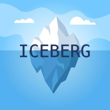 Blue Ocean Vector Illustration 'da Buzdağı Yüzüyor. Üzerinde logo olan buzdağı tasviri.