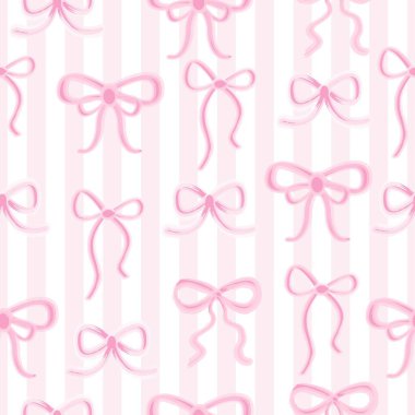 Farklı suluboya pembeler, çizgili arka plan, kızlar için pürüzsüz desen. Vektör grafikleri