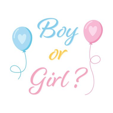 Erkek ya da kız. Bebek partisi kartı. Cinsiyet partisi. Vektör grafikleri