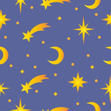 Ay ve yıldızlı desen. Vektör grafikleri