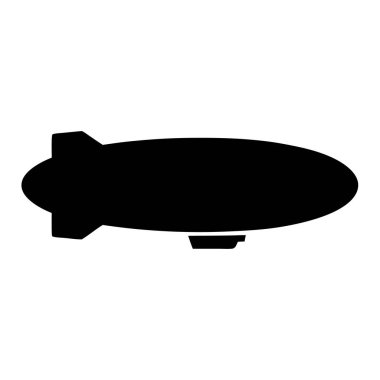 Gökyüzünde uçan bir Zepplin 'in Basit Siyah ve Beyaz Silueti