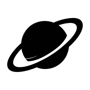 Halka sistem vektör grafik gösterimi ile siyah ve beyaz gezegen