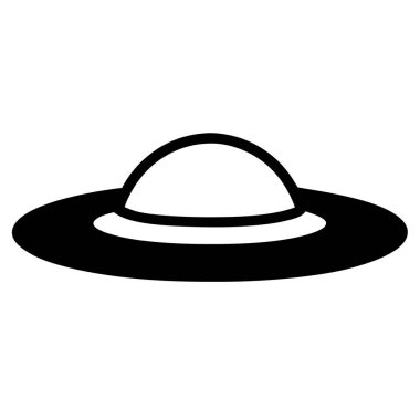 Basit siyah beyaz UFO silueti, uzaydan gelen uzaylı uzay gemisi