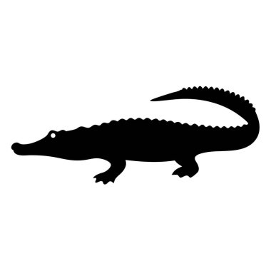 Beyaz arkaplan resimli siyah bir timsah silueti