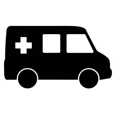 Acil servise koşan bir ambulansın stilize edilmiş silüeti.