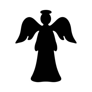 Siyah Siluet, Kanatlı ve Beyaz Halkalı Melek figürü.