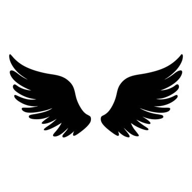 Beyaz bir arka planda uçan meleğin siyah kanatları.