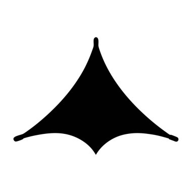 Güneş veya yağmur için kullanılan yuvarlak köşeli siyah geometrik çadır şekilli