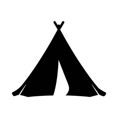 Beyaz arka planda siyah bir çadır ya da çadır silueti.