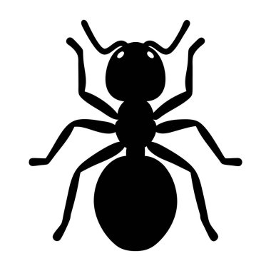 Altı bacaklı ve antenli siyah bir karıncanın biçimlendirilmiş vektör çizimi