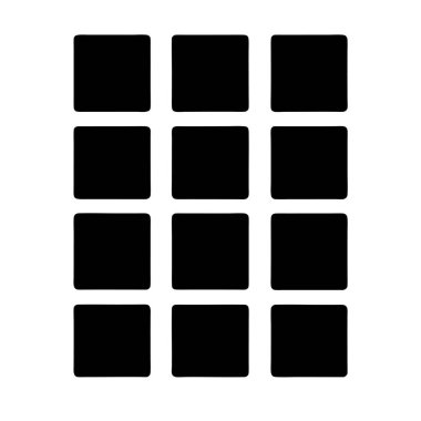 12 siyah yuvarlak kare şekilli basit ızgara yapısı