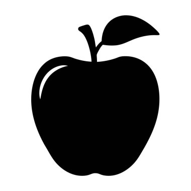 Kıtır Beyaz Arkaplanda Gösterişli ve Basit Siyah Elma İllüstrasyonu