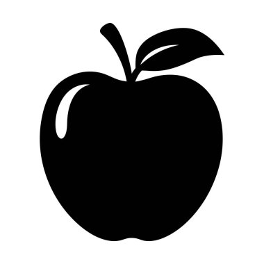 Beyaz Arkaplanda Yaprak ve Kök Olan Basit Siyah Elma Resimleri