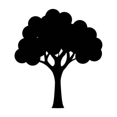 Tatlı bir ağacın silueti manzarada beyaz bir arka plana karşı