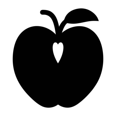 Stilize Elma Silueti ile Kalpli Kesme ve Yaprak ve Kök