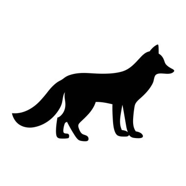 Beyaz arkaplan görünümlü bir tilkinin siyah silueti