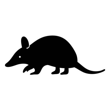 Beyaz Arkaplanda Bir Bandicoot 'un Minimalist Siyah Silüeti