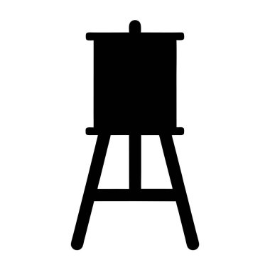 Bir Easel 'in Siyah Silüeti Bir Tuval, Klasik Sanatçı Aracı