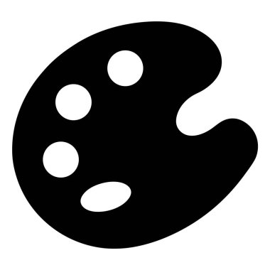 Dört boya kuyusuyla stilize edilmiş siyah beyaz bir sanatçı paleti..