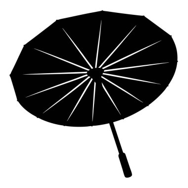 Radyal Telli ve Saplı Açık Şemsiye Silueti