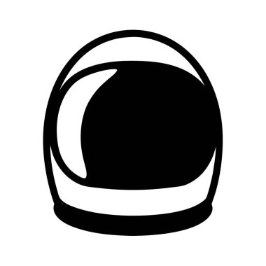 Siyah beyaz bir astronot miğferinin vizörlü resmi