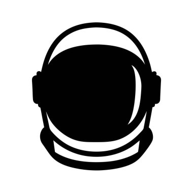 Basit bir siyah beyaz astronot kaskının grafiksel bir çizimi